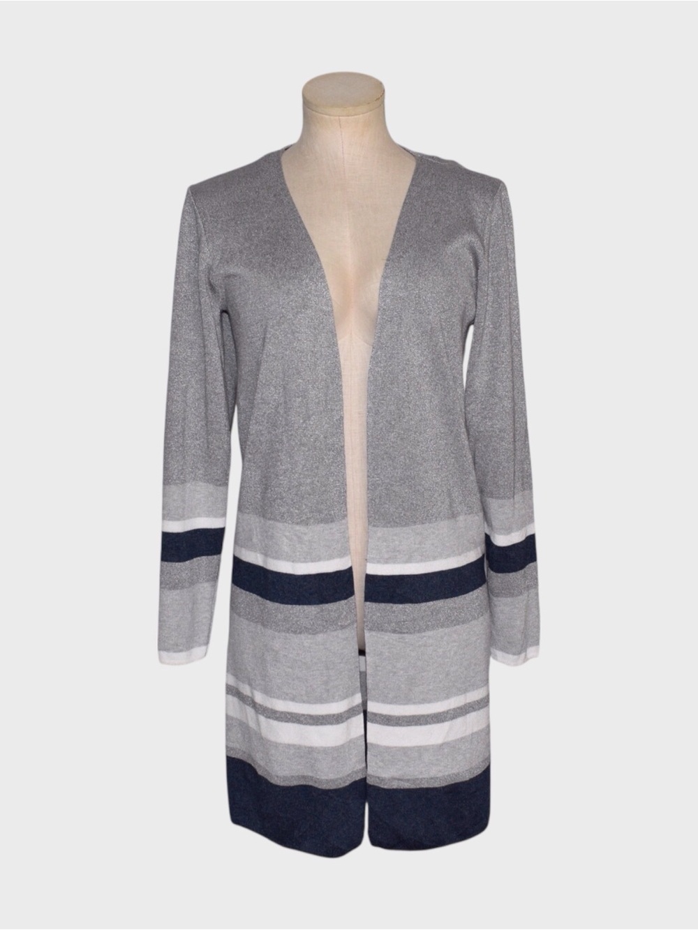 Apt 9 Striped Open Front Longline Cardigan